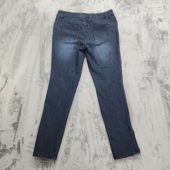 Christopher & Banks Jeans Womens 4 Low Rise Skinny Side Seam Detail Zip Hem - Picture 3 of 11